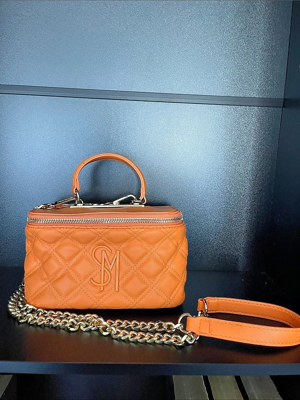 Steve Madden Quilted Chain Shoulder Bag in Orange Like New